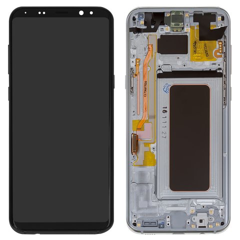 Дисплей для Samsung G955 Galaxy S8 Plus, серебристый, с рамкой, Original PRC , arctic Silver, original glass