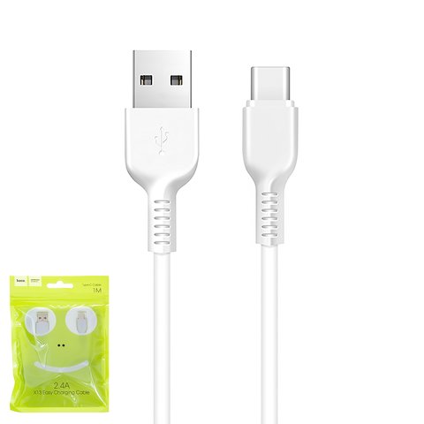 USB кабель Hoco X13, USB тип C, USB тип A, 100 см, 2,4 А, білий, #6957531061199