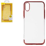 Чохол Baseus для iPhone XS, червоний, прозорий, пластик, #WIAPIPH58-DW09
