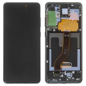 Дисплей для Samsung G985 Galaxy S20 Plus, G986 Galaxy S20 Plus 5G, чорний, з фронтальною камерою, з рамкою, Original PRC , cosmic black