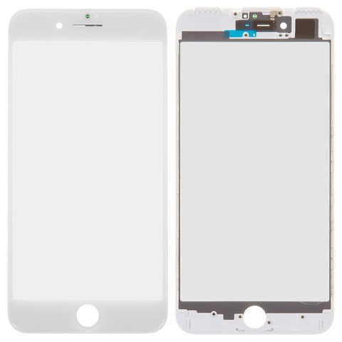 Стекло корпуса для iPhone 7 Plus, с сеточкой, с рамкой, белое