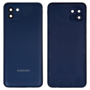 Задняя панель корпуса для Samsung A035F Galaxy A03, синяя, со стеклом камеры