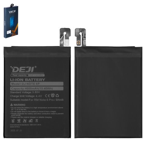 Акумулятор Deji BN48 для Xiaomi Redmi Note 6 Pro, Li ion, 3,85 B, 4000 мАг