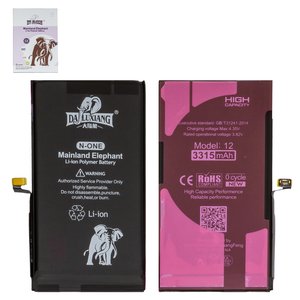 Акумулятор Da Luxiang для Apple iPhone 12, iPhone 12 Pro, Li ion, 3,82 B, 3315 мАг, збільшена ємність, original IC