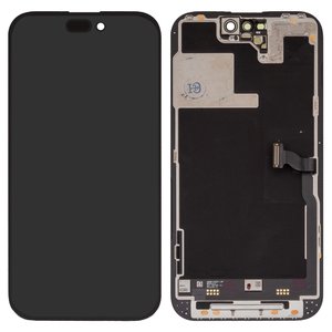 Дисплей для iPhone 14 Pro, черный, с рамкой, Оригинал переклеено стекло 