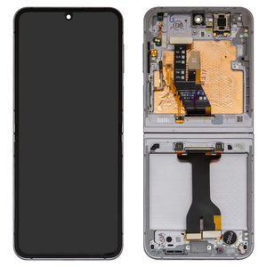 Дисплей для Samsung F741 Galaxy Z Flip6, серый, с рамкой, Original PRC , silver shadow