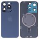Задняя панель корпуса для iPhone 15 Pro, синяя, со стеклом камеры, High Copy