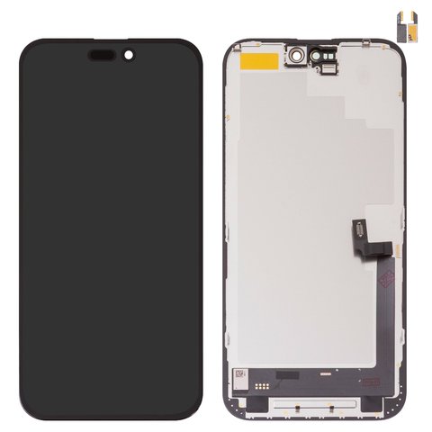 Дисплей для iPhone 16 Plus, черный, с рамкой, High Copy, без микросхемы, AMOLED , DD OLED soft
