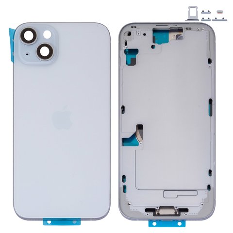 Корпус для iPhone 15 Plus, блакитний, з тримачем SIM карти, з боковими кнопками, Original PRC , EU version