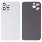 Задняя панель корпуса для iPhone 12 Pro, серебристая, белая, со стеклом камеры, small hole, silver
