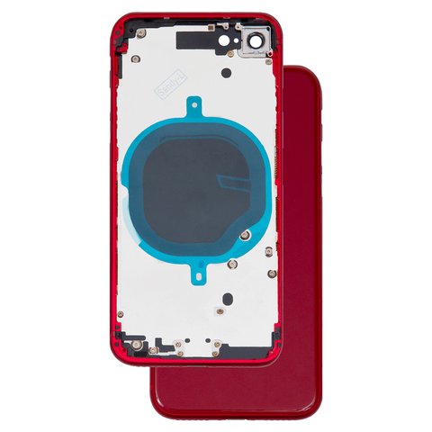 Housing compatible with iPhone 8, red, with SIM card holders, with side buttons 
