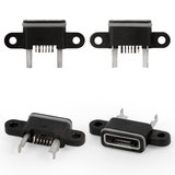 Charge Connector compatible with Xiaomi Mi 4, (6 pin, black, micro USB type-B)