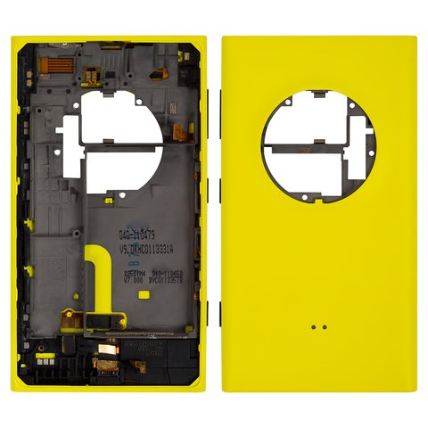 Housing Back Cover compatible with Nokia 1020 Lumia, yellow, with side button, full set 