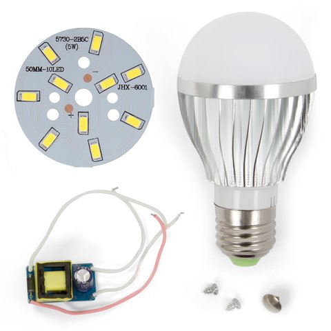 LED Light Bulb DIY Kit SQ Q02 5730 5 W cold white, E27 , Dimmable