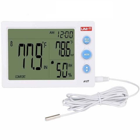 Medidor de temperatura y humedad relativa UNI T A12T
