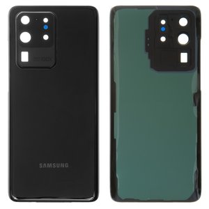 Panel trasero de carcasa puede usarse con Samsung G988 Galaxy S20 Ultra, negra, con vidrio de cámara, cosmic black