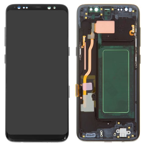 LCD compatible with Samsung G950 Galaxy S8, black, with frame, original change glass  , midnight black 