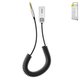 AUX cable Baseus BA01, USB tipo-A, TRRS 3.5 mm, 50 cm, negro, gris, espiroidal, #CABA01-01