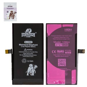 Battery Da Luxiang compatible with Apple iPhone 12 mini, Li ion, 3.82 V, 2727 mAh, High Capacity, original IC 