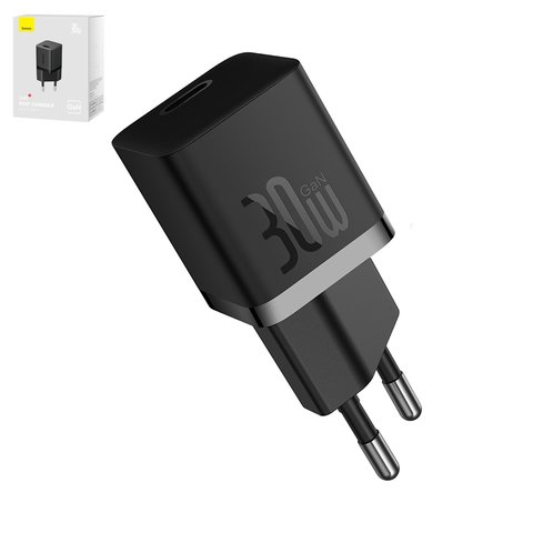 Mains Charger Baseus GaN5, 30 W, Quick Charge, black, 1 output  #CCGN070401