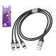 USB Cable Hoco X102, (USB type-A, USB type C, micro USB type-B, Lightning, 100 cm, 2.4 A, black, nylon braided, 3 in 1) #5942007608794