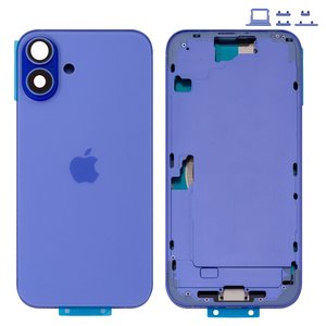 Housing compatible with iPhone 16 Plus, purple, with SIM card holders, with side buttons, Original PRC , EU Version, ultramarine 