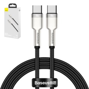 Cable USB Baseus Cafule Series Metal, 2xUSB tipo C, 200 cm, 100 W, negro, con revestimiento de nylon, #CATJK D01