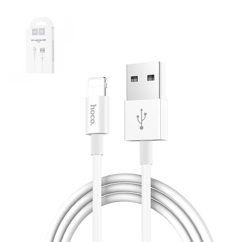 USB Cable Hoco X23, USB type A, Lightning, 100 cm, 2 A, white  #6957531072836