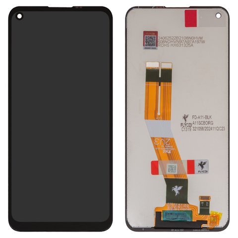 LCD compatible with Samsung A115 Galaxy A11, M115 Galaxy M11, black, without frame, FLYCDI