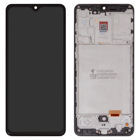 LCD compatible with Samsung A315 Galaxy A31, A315F DS Galaxy A31, black, with frame, FLYCDI, OLED