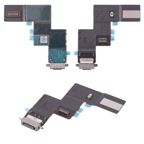 Flat Cable compatible with iPad Air 13 2024, iPad Air 13 2025, charge connector, gray, with components, Original PRC , space gray 