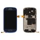 Дисплей для Samsung I8190 Galaxy S3 mini, синій, з рамкою, Оригінал (переклеєне скло)
