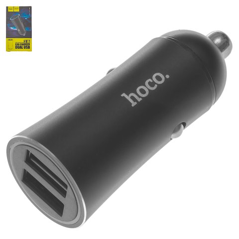 Автомобільний зарядний пристрій Hoco Z30A, 12 В, 2 USB виходи 5В 2,4А , чорне