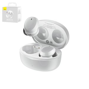 Гарнитура Baseus Bowie E2, вакуумная, беспроводная, белая, с зарядным кейсом, с USB кабелем тип C, #NGTW090002