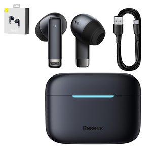 Гарнитура Baseus Bowie E9, вакуумная, беспроводная, черная, с зарядным кейсом, с USB кабелем тип C, #NGTW120001