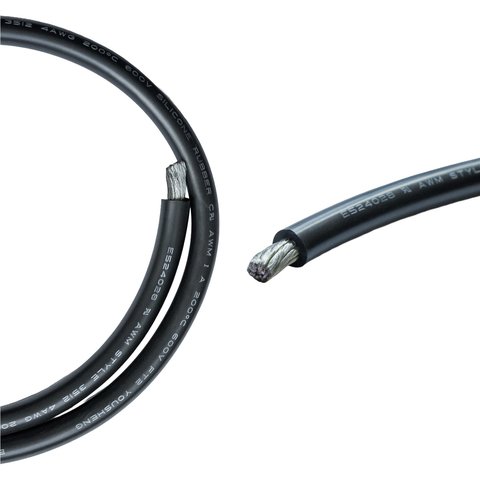 Провід в силіконовій ізоляції 4AWG, 25 мм², 1 м, чорний